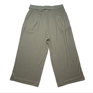 Olive Green Wide Leg High Rise Stretchy Flowy Lounge Pants w Pockets size medium